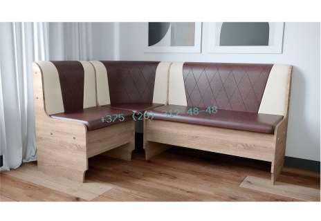 Кухонный диван угловой Магнат (дуб сонома/коричневый+беж)